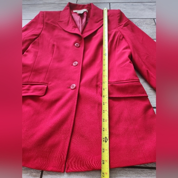 Apostrophe Red Woman Blazer Jacket Sz 10 Petite Collared Pockets Preppy Business - Picture 11 of 14